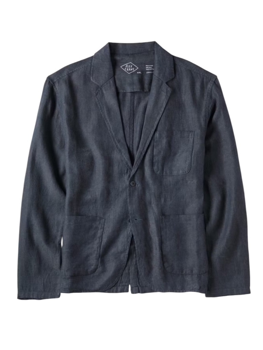 Alex Crane Alta Blazer Indigo Twill 100% Linen Size XXL